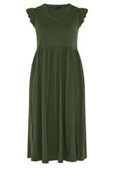 YOURS Curve Khaki Green Broderie Sleeve Maxi Dress