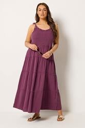 YOURS Plus Size Dark Pink Cheesecloth Tiered Dress | Yours Clothing 1