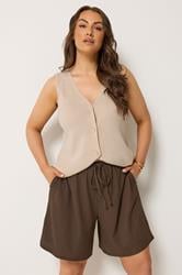 YOURSET Curve 2 PACK Black & Brown Crinkle Shorts | Yours Clothing 2