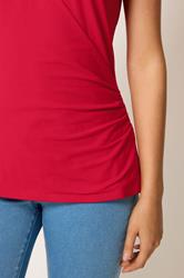 M&Co Red Grown-on Sleeve Cotton Wrap Top | M&Co 5