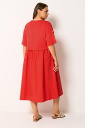 YOURS Plus Size Orange Poplin T-Shirt Midi Dress | Yours Clothing 2