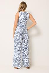 LTS Tall Women's Blue & White Ikat Belted Jumpsuit | Long Tall Sally 5