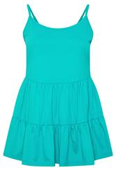 YOURS Curve Turquoise Blue Tiered Strappy Vest Top