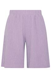 YOURS Curve Purple Elasticated Waistband Textured Shorts