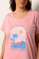 YOURS Plus Size Pink 'Coastal Vibes' Dipped Back Nightdress | Yours Clothing 4
