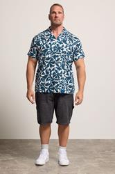 JACK & JONES Big & Tall Blue Sun Print Resort Shirt | BadRhino 1