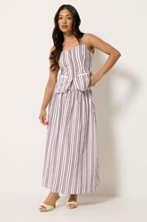 PixieGirl Petite Women's Burgundy Red Stripe Cami & Maxi Skirt Set | PixieGirl 3
