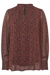 M&Co Black & Red Floral Tie Neck Blouse