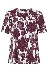 EVANS Plus Size Berry Red Floral Pleat Front Top | Evans 5