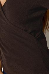 M&Co Petite Chocolate Brown Textured Wrap Top | M&Co 4