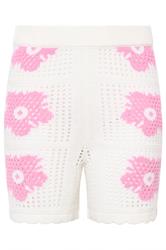 LIMITED COLLECTION Plus Size White Flower Crochet Shorts | Yours Clothing 5