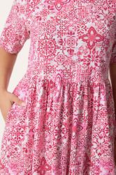 YOURS Plus Size Pink Tile Throw on Smock Dress | Yours Clothing 4