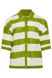 LIMITED COLLECTION Plus Size Green Stripe Boxy Knitted Shirt | Yours Clothing 5