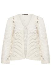 YOURS Curve Ivory White Flower Applique Cardigan