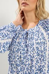 YOURS Plus Size Blue Leaf Pintuck Blouse | Yours Clothing 5