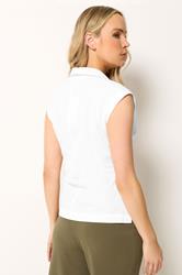 LTS Tall White Open Collar Cotton Pleated Shirt | Long Tall Sally 2