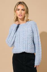 M&Co Petite Blue Cable Knitted Jumper | M&Co 3
