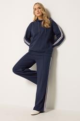 LTS Tall Women's Navy Blue Side Tape Hoodie | Long Tall Sally 1