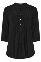 M&Co Black Jacquard Detail Half Placket Shirt