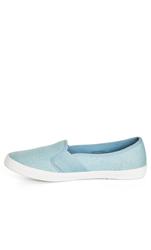 Evans Denim Wide Fit Eyelet Laceless Trainer