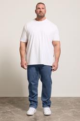 D555 Blue Elasticated Waist Relaxed Fit Jeans | BadRhino 1