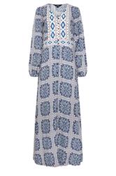 LTS Tall Blue Tile Print Button Maxi Dress