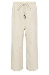 PixieGirl Petite Leinenhose in Naturbraun mit Perlenverzierung und weitem Bein