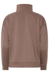PixieGirl Petite Women's Mocha Brown Funnel Neck Half Zip Sweatshirt | PixieGirl  6