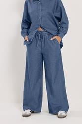 PixieGirl Petite Women's Mid Blue Pull-On Wide Leg Jeans | PixieGirl 1