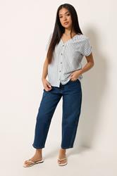 M&Co Petite Blue & White Stripe Blouse | M&Co 1