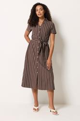 M&Co Chocolate Brown Striped Shirt Dress | M&Co 1