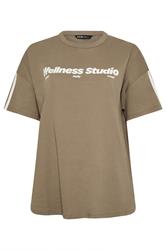 YOURS ACTIVE Plus Size Brown 'Wellness Studio' T-Shirt | Yours Clothing 7