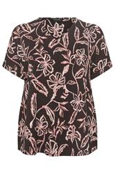 EVANS Plus Size Chocolate Brown Floral Crinkle Top | Evans 5