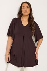 YOURS Plus Size Chocolate Brown Pleat Front Top | Yours Clothing 3