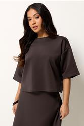 PixieGirl Petite Women's Chocolate Brown Boxy T-Shirt | PixieGirl 3