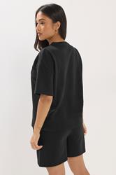 PixieGirl Petite Women's Set Black Sweat Jersey T-Shirt & Shorts | PixieGirl 2