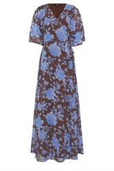LTS Tall Women's Chocolate Brown & Blue Floral Wrap Maxi Dress | Long Tall Sally 5