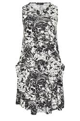 YOURS zwarte gedrapeerde jurk met bloemenprint en zakken