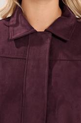 YOURS Plus Size Purple Faux Suede Bomber Jacket | Yours Clothing 5