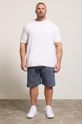 KAM Big & Tall Indigo Blue Jacquard Textured Shorts | BadRhino 1