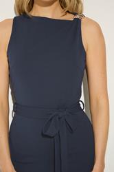 LTS Tall Women's Navy Blue Belted Wide Leg Jumpsuit | Long Tall Sally 4