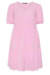 YOURS Roze gelaagde jurk met broderie anglaise