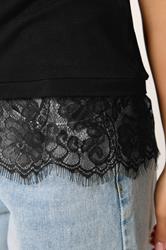 PixieGirl Petite Women's Black Lace Hem T-Shirt | PixieGirl 5