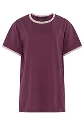 YOURS Curve Purple Contrast Trim T-Shirt