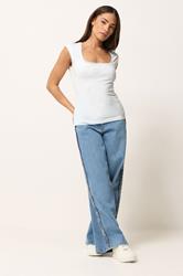 PixieGirl Petite 2 PACK Women's White & Blue Stripe Cotton Vest Top | PixieGirl 4