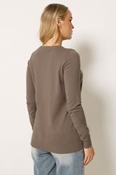LTS Tall Women's Mocha Brown Knitted Crew Neck Jumper | Long Tall Sally 2
