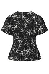 YOURS Plus Size Black Floral Print Puff Sleeve Blouse | Yours Clothing 6