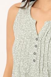 M&Co Petite Sage Green Ditsy Floral Print Sleeveless Cotton Henley Top | M&Co 4