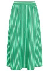 YOURS Curve Green Stripe Midi Skirt
