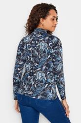 M&Co Black & Blue Paisley Print Turtle Neck Long Sleeve Top | M&Co 2